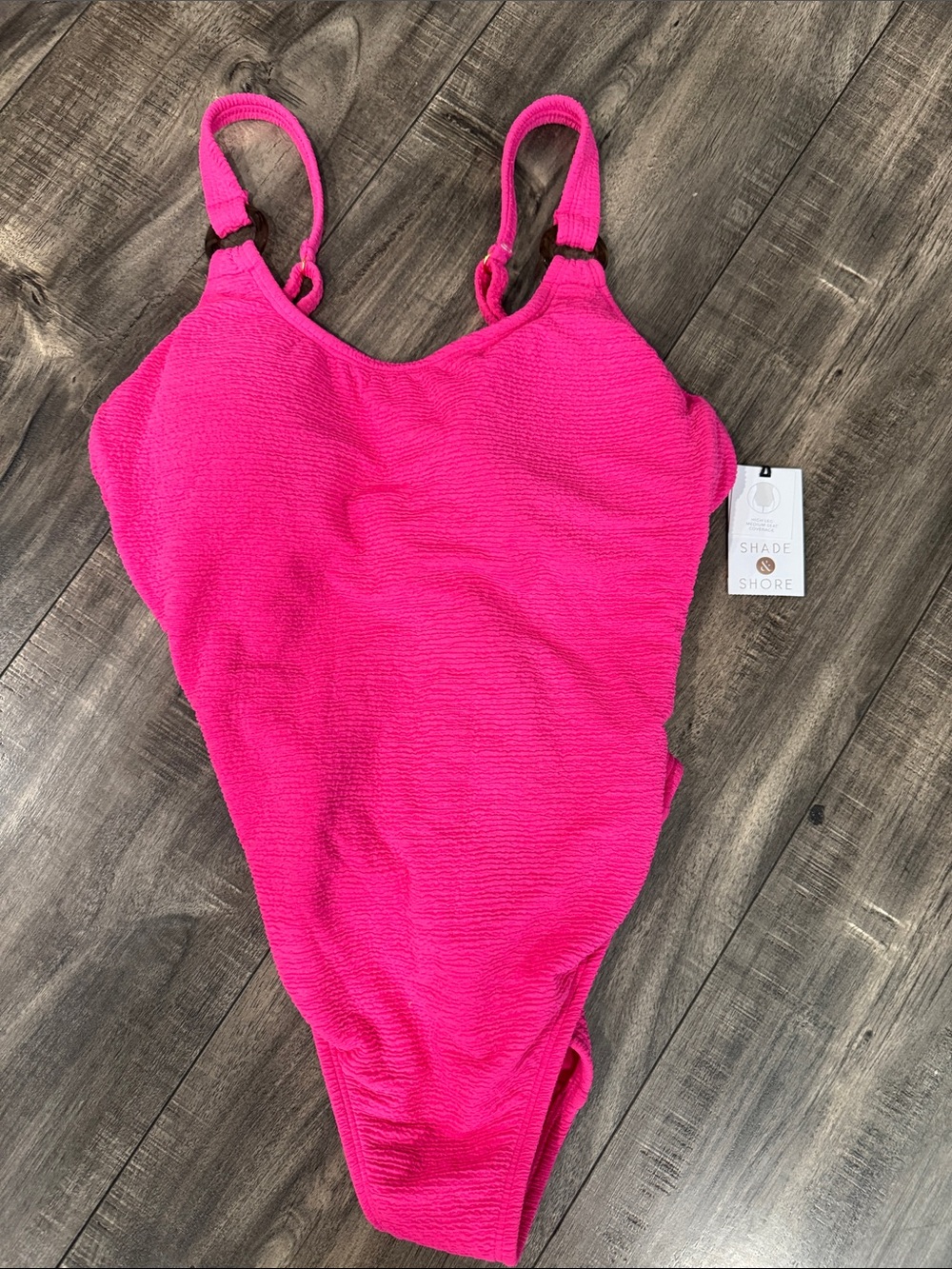 Shade & Shore Hot Pink Textured One-Piece Swimsuit size Small (4-6)